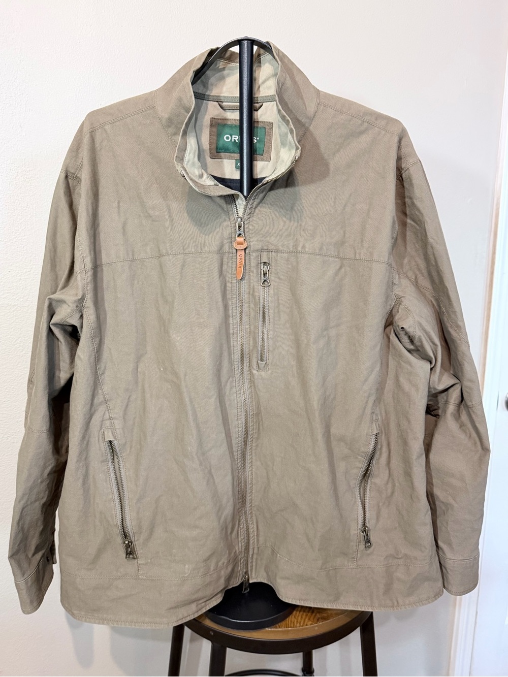 Orvis Men's Light Khaki Zip-Front Shirt Jacket